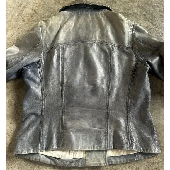 Y2K Vintage On Stage Denmark Leather  Jacket Moto Zip Fitted Biker Style Rare - Picture 8 of 14